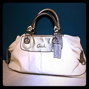 White Coach Ashley Leather Satchel